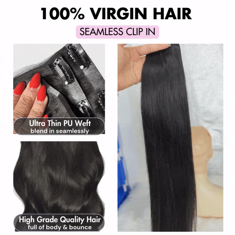WOWANGEL Straight Seamless Clip Ins Hair Extensions - Image 5